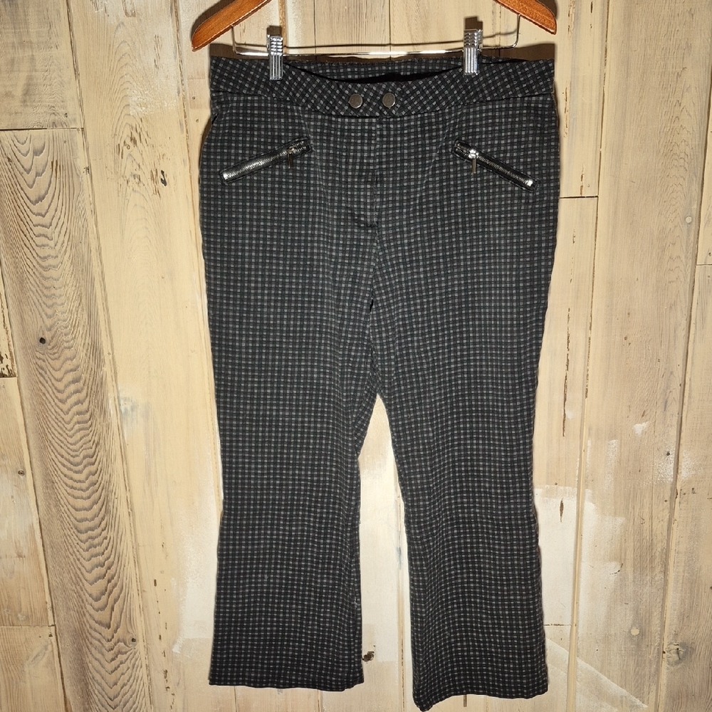 Black Grey And Green Cropped Plaid Pants